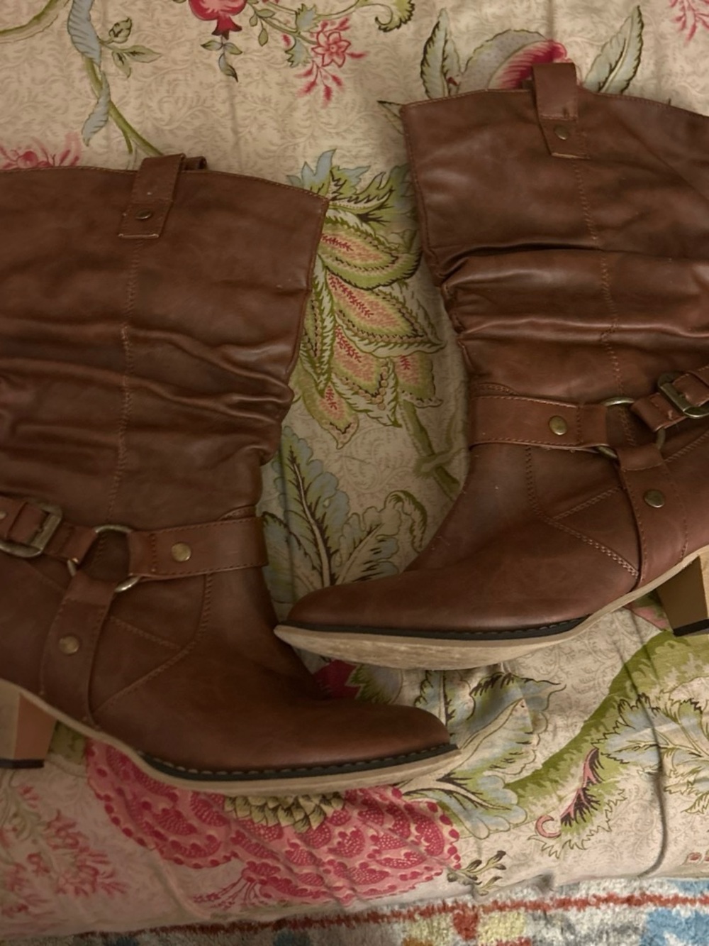 Brown Mid-Calf Women's Heeled Boots